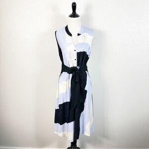 Nic + Zoe Women's In The Clouds Abstract Sleeveless Midi Dress Size Small Petite